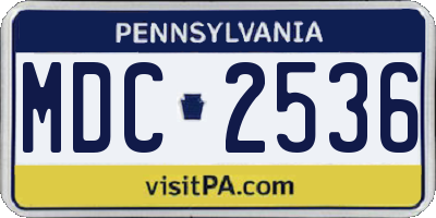 PA license plate MDC2536