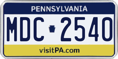 PA license plate MDC2540
