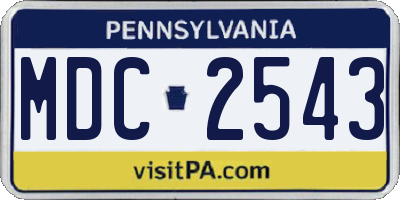 PA license plate MDC2543