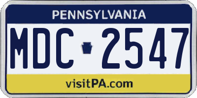 PA license plate MDC2547