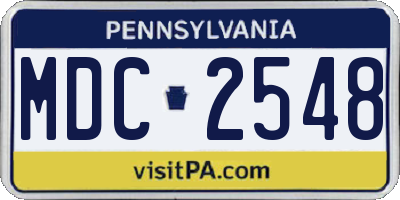 PA license plate MDC2548