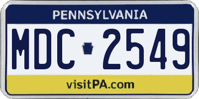 PA license plate MDC2549