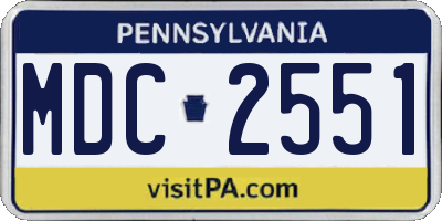 PA license plate MDC2551