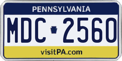 PA license plate MDC2560