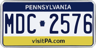 PA license plate MDC2576