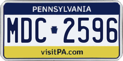 PA license plate MDC2596