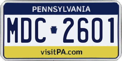 PA license plate MDC2601