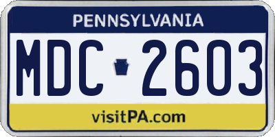 PA license plate MDC2603