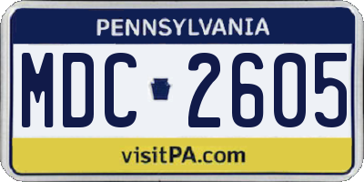 PA license plate MDC2605