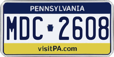 PA license plate MDC2608