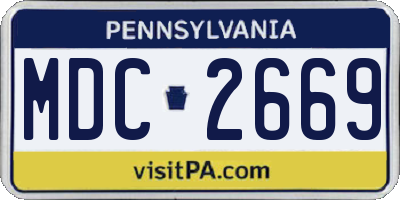 PA license plate MDC2669
