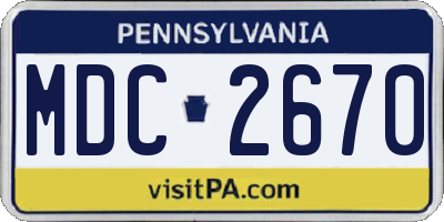 PA license plate MDC2670