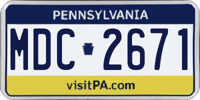 PA license plate MDC2671