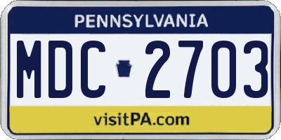 PA license plate MDC2703