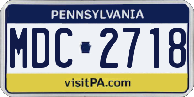 PA license plate MDC2718
