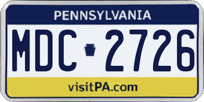 PA license plate MDC2726