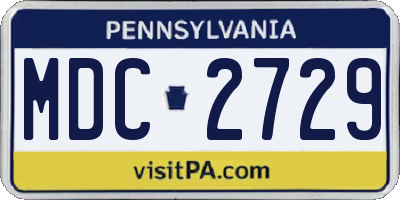 PA license plate MDC2729