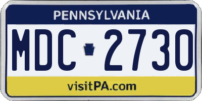 PA license plate MDC2730