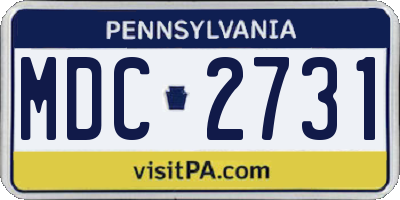 PA license plate MDC2731