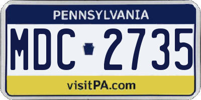 PA license plate MDC2735