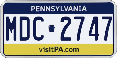 PA license plate MDC2747