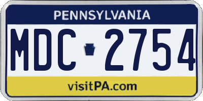 PA license plate MDC2754