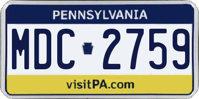 PA license plate MDC2759