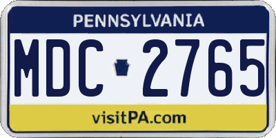 PA license plate MDC2765