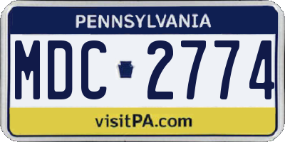 PA license plate MDC2774