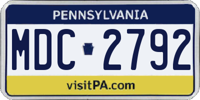 PA license plate MDC2792