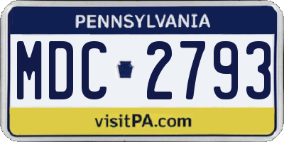 PA license plate MDC2793