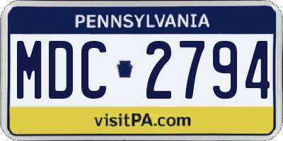 PA license plate MDC2794