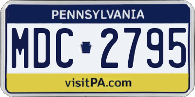 PA license plate MDC2795