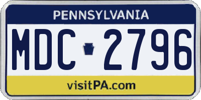 PA license plate MDC2796