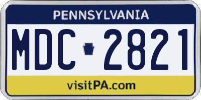 PA license plate MDC2821