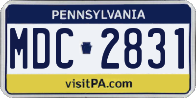 PA license plate MDC2831