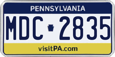 PA license plate MDC2835