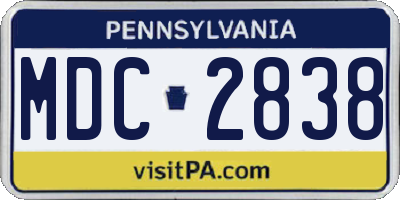 PA license plate MDC2838
