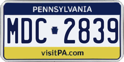 PA license plate MDC2839