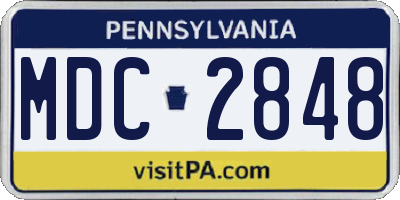 PA license plate MDC2848