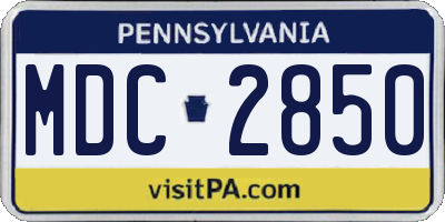 PA license plate MDC2850