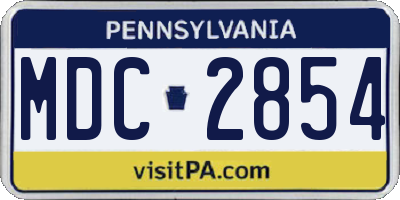 PA license plate MDC2854