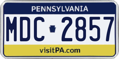 PA license plate MDC2857
