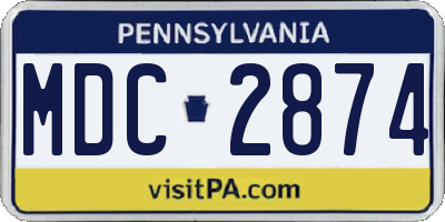 PA license plate MDC2874