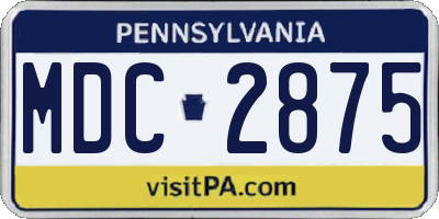 PA license plate MDC2875
