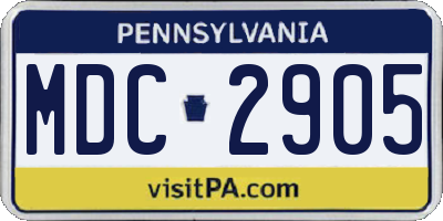 PA license plate MDC2905