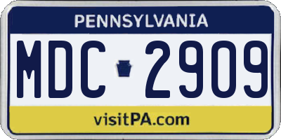 PA license plate MDC2909