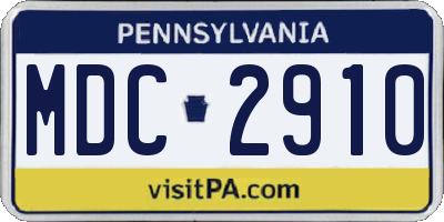 PA license plate MDC2910