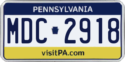 PA license plate MDC2918