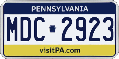 PA license plate MDC2923